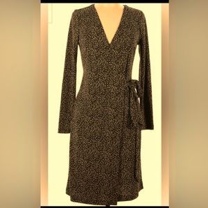 ✨⚡️💥 Ann Taylor Petite Black Tan Wrap Cheetah Dress